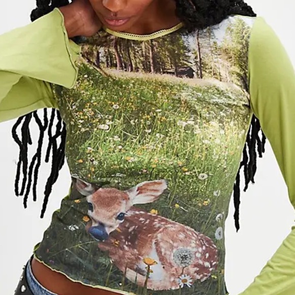 New! Free People Tyler McGillivary Fawn Long-Sleeve Top Fairycore Cabincore Y2K - Picture 6 of 7